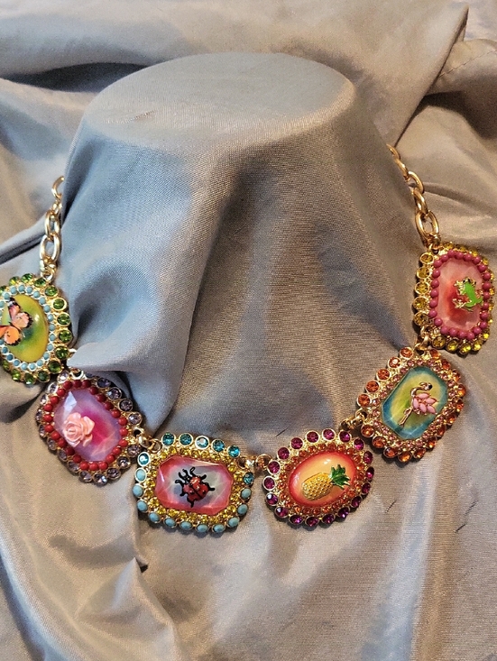 Betsey Johnson Jewelry - Betsey Johnson Pink, Turquoise & Gold Multi-Motif Statement Necklace